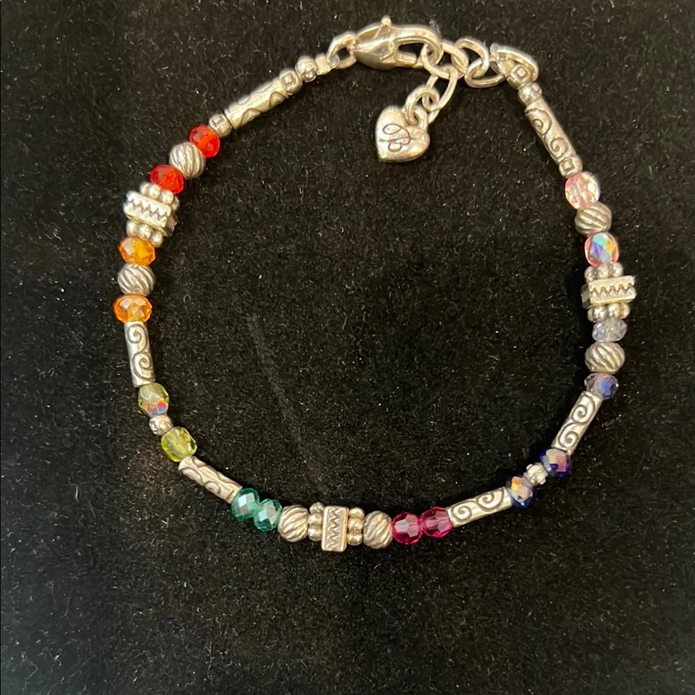 Brighton Multicolor Beaded Bracelet with Silver Charm & Multicolor Crystals 8” . - Picture 2 of 7
